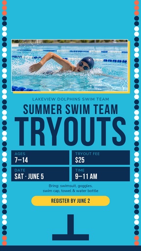 Story opener size of Summer Swim Team Tryouts