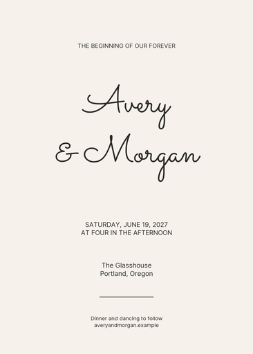 5 × 7 invitation size of Always Together