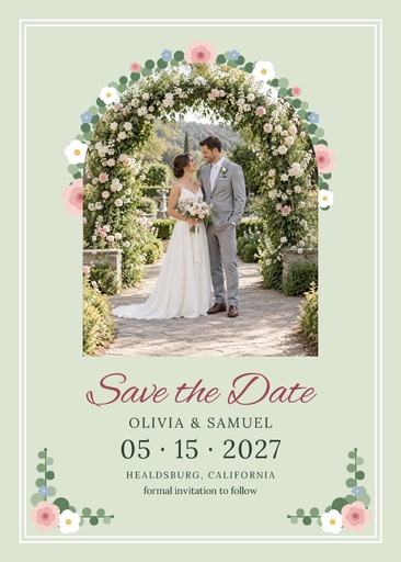 Save the date size of Garden Party Vows
