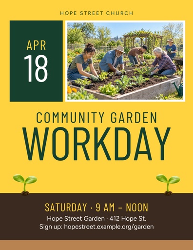 Community Garden Workday Event Cover Template - Design Templates