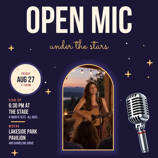Square post size of Open Mic Under the Stars