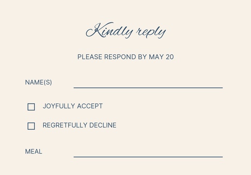 RSVP card size of Wildflower Vows