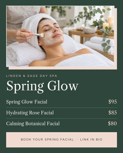 Portrait post size of Spring Glow Facial Specials