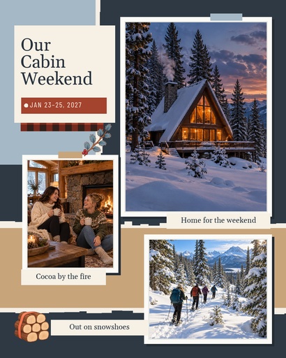 Portrait collage size of Our Cabin Weekend