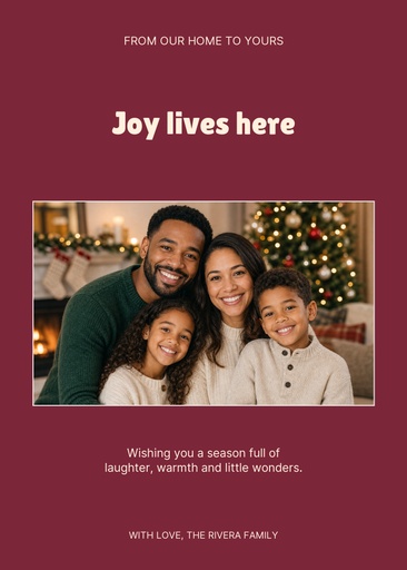 Portrait holiday card size of Joy Lives Here