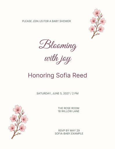 Letter flyer size of Blooming With Joy