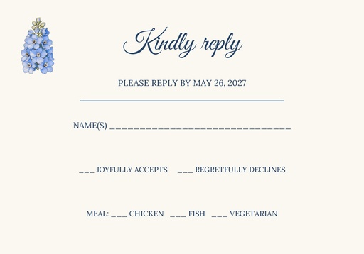 RSVP card size of Something Blue