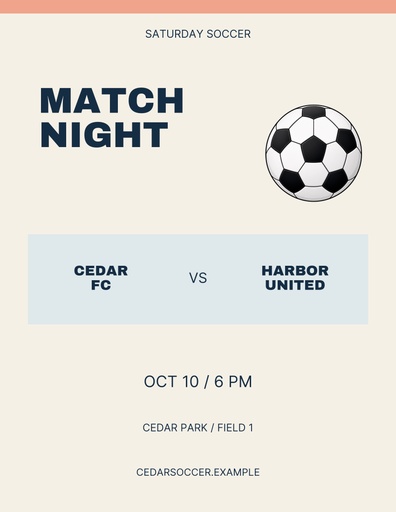 Letter flyer size of Saturday Soccer Lights