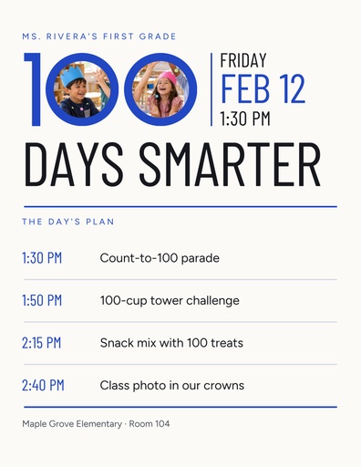 Letter flyer size of 100 Days Smarter