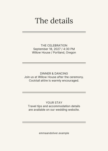 Details card size of Ivory Vows