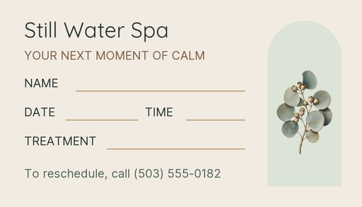 Appointment card size of The Gift of Calm