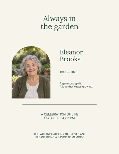 Letter flyer size of Always in the Garden
