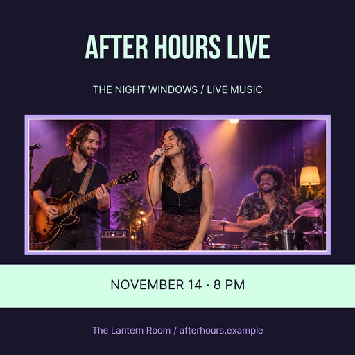 Square post size of After Hours Live
