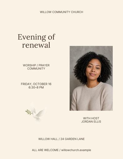 Letter flyer size of Evening of Renewal