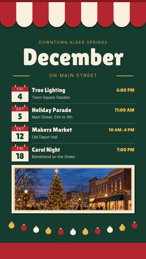 Story opener size of December on Main Street