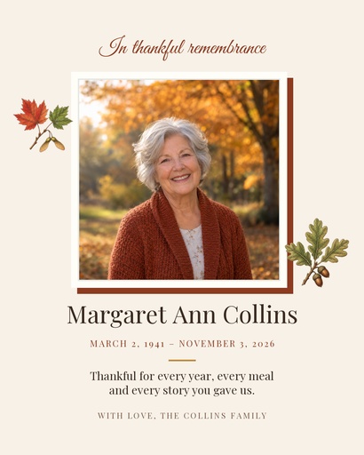 Portrait post size of In Thankful Remembrance