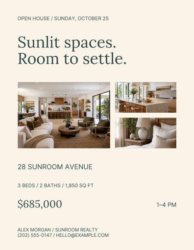 Letter flyer size of Sunroom Open House