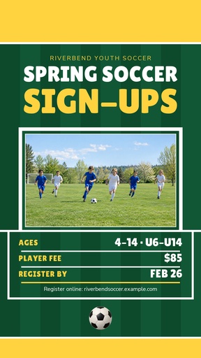 Story opener size of Spring Soccer Sign-Ups