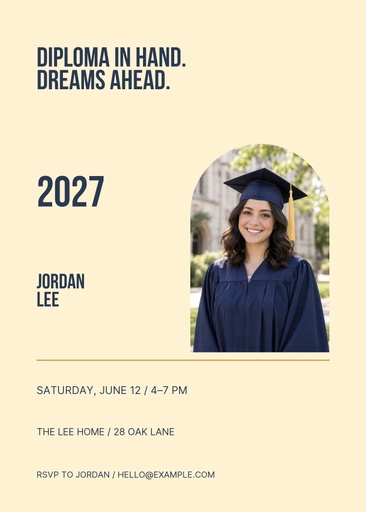 5 × 7 invitation size of Diploma in Hand