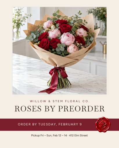 Portrait post size of Roses by Preorder