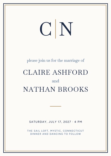 5 × 7 invitation size of Summer by the Harbor Wedding