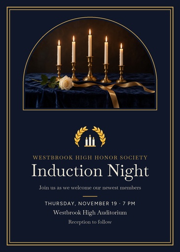 5 × 7 invitation size of Honor Society Induction Night