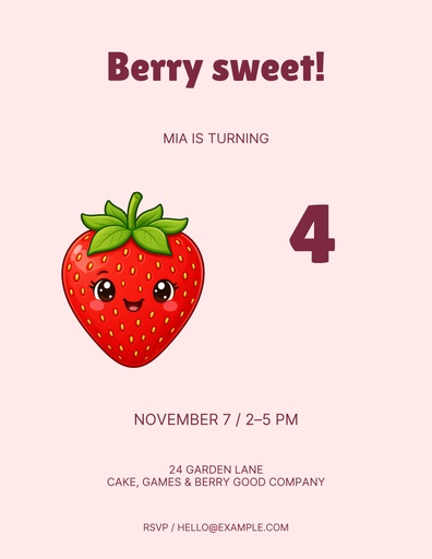 Letter flyer size of A Berry Sweet Birthday