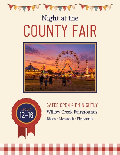 Letter flyer size of Night at the County Fair