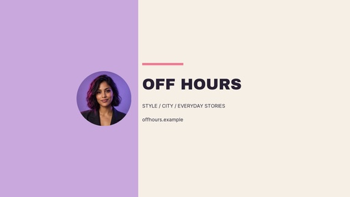 YouTube banner size of Off Hours Studio