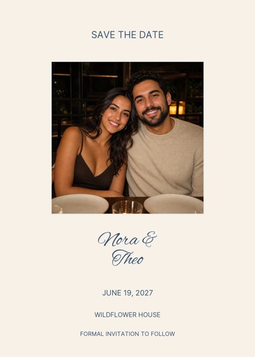 Save the date size of Wildflower Vows