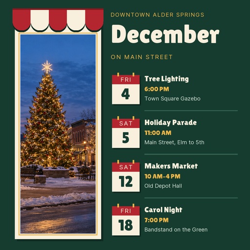 Square post size of December on Main Street