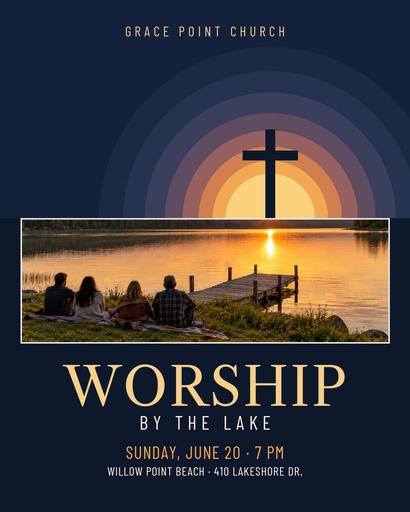 Portrait post size of Worship by the Lake