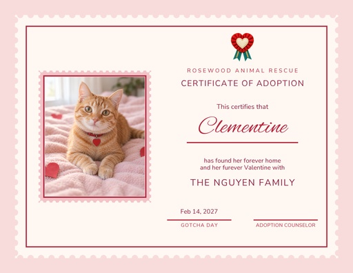 Keepsake certificate size of Find Your Furever Valentine