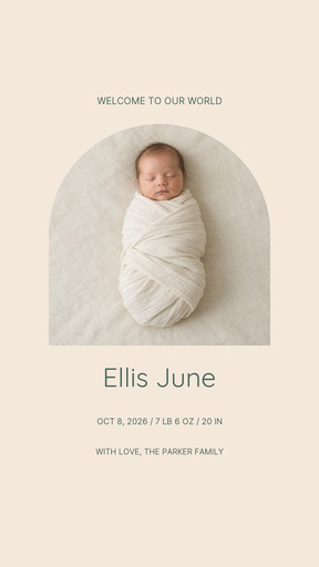 Story opener size of Welcome, Baby Ellis