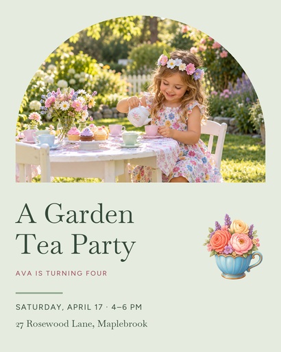 Portrait post size of Garden Tea Party at Four
