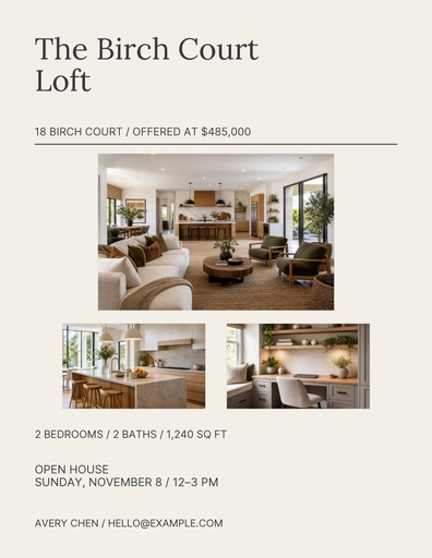 Letter flyer size of The Birch Court Loft