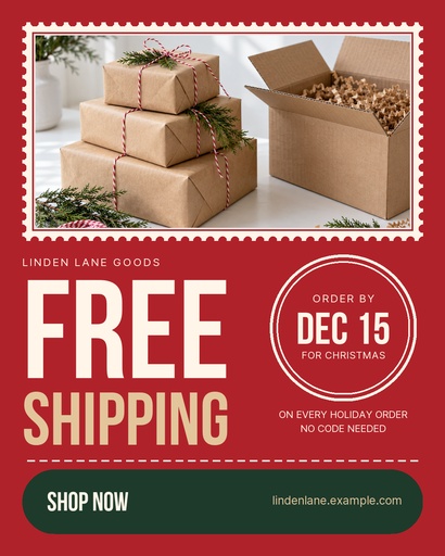 Portrait post size of Free Holiday Shipping Days