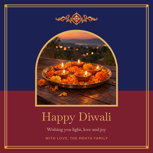 Square post size of Happy Diwali from Our Family