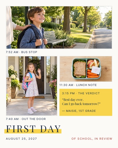 Portrait collage size of First Day, Big Smiles