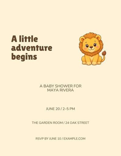 Letter flyer size of A Little Adventure Begins