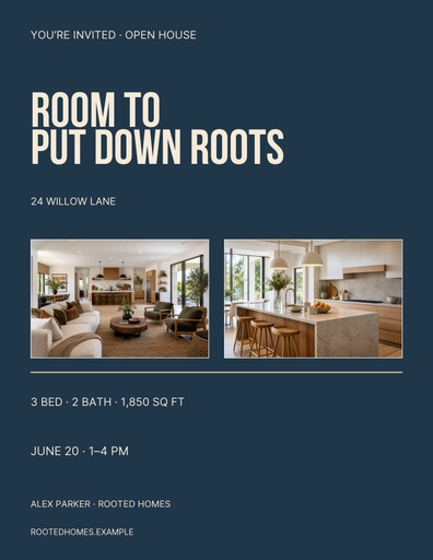 Letter flyer size of Room to Put Down Roots