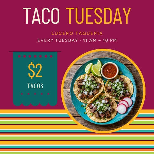 Square post size of Taco Tuesday Specials
