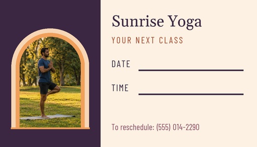 Appointment card size of Sunrise Yoga in the Park