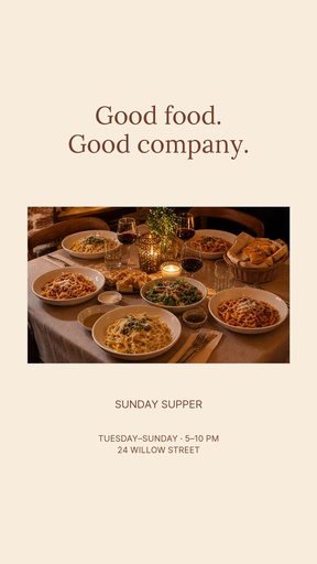 Story opener size of Sunday Supper