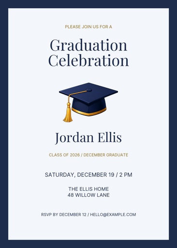 5 × 7 invitation size of Finished in December