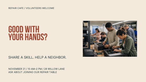 Landscape graphic size of Repair Cafe Saturday
