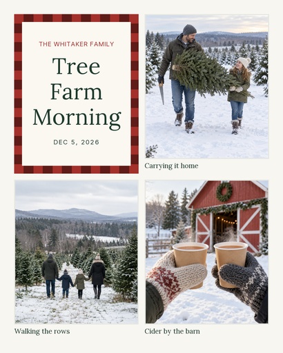 Portrait collage size of Our Tree Farm Morning