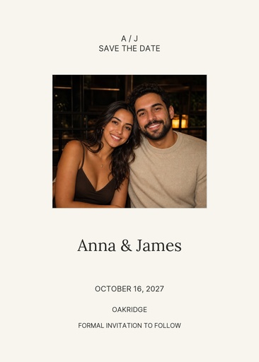 Save the date size of The Linen Room Wedding