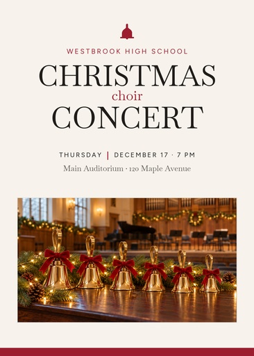 5 × 7 invitation size of Christmas Choir Concert