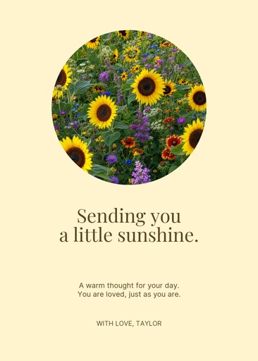 Portrait greeting size of Sending a Little Sunshine